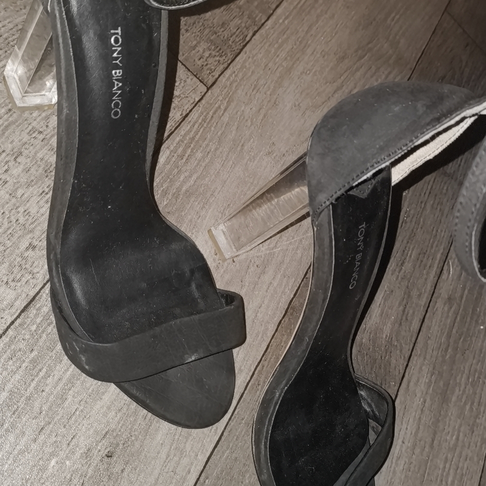 Tony Bianco Black Heels with Clear Block Heel